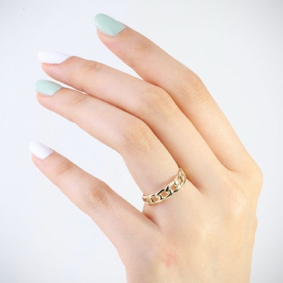 14k Yellow Gold Filled Cuban Curb Link Ring SIZE 6.5 - Picture 15 of 15